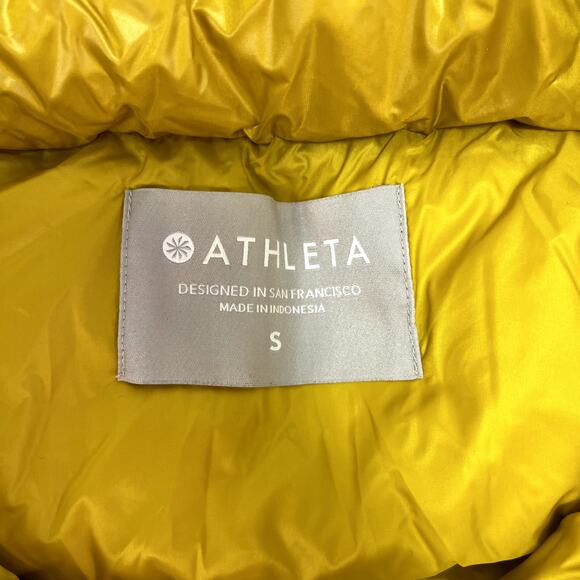 Athleta Small Yellow Hooded Puffer Vest Lofty Down Vest 486244 Jacket - Picture 11 of 16